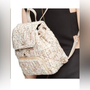 Kate Spade Emerson Place Jessa Backpack Tweed in cream - mint green  Color 8”x8”